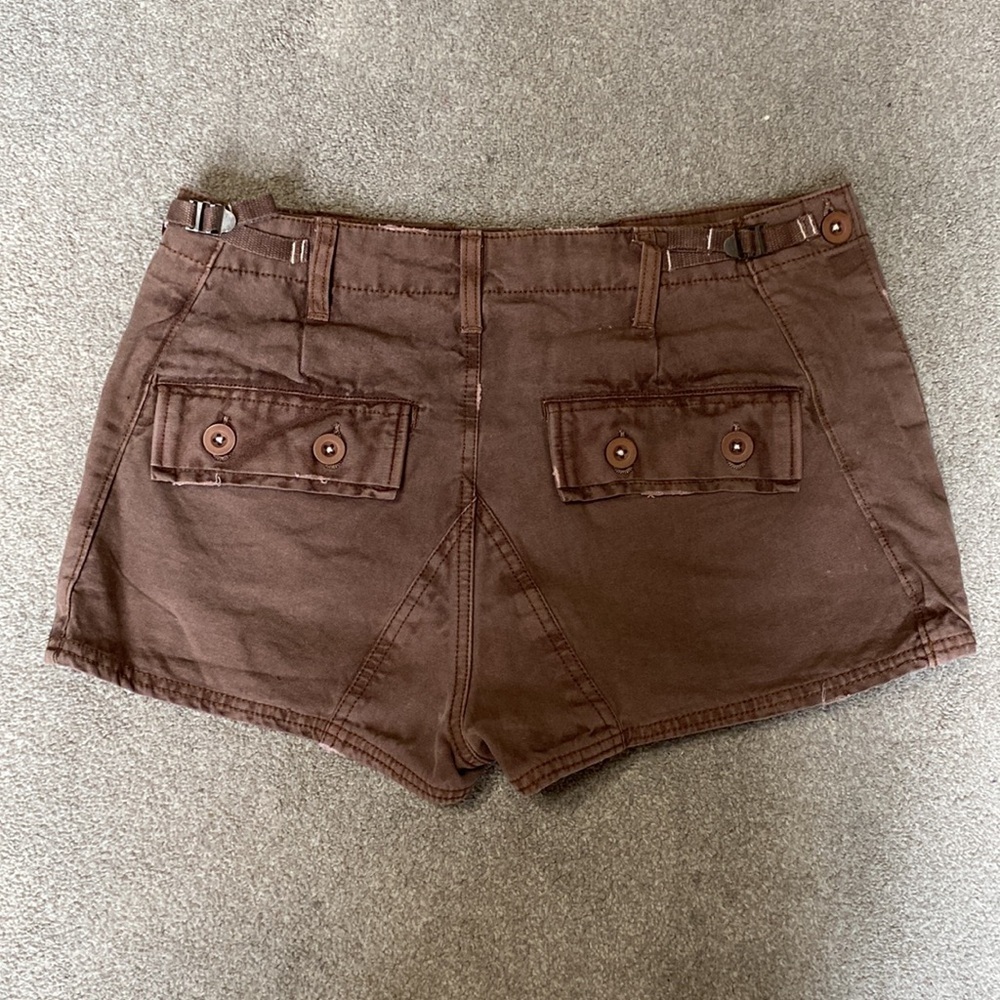 Free People Brown Mid Rise 100% Cotton Micro Shorts Size 10 - Picture 5 of 6